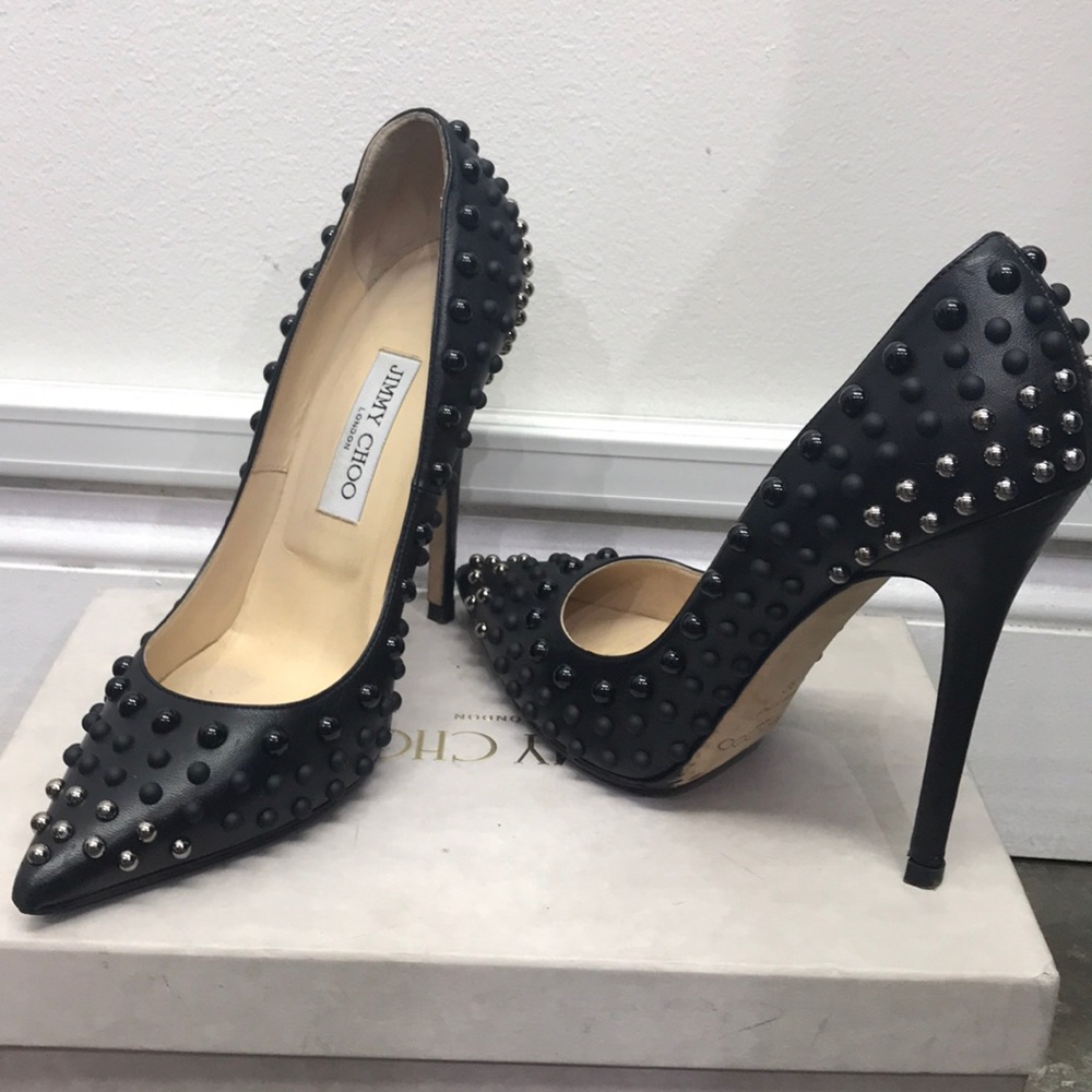 Jimmy choo leather studded heel